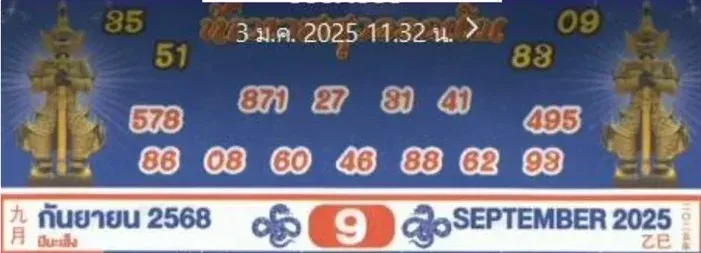 เลขเด็ดปฏิทินท้าวเวส 16 กันยายน 2568
