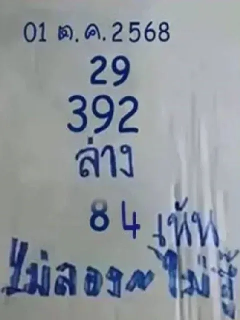 เลขเด็ดไม่ลองไม่รู้ 1/10/68 เลขเด็ดมาแรงในงวดนี้