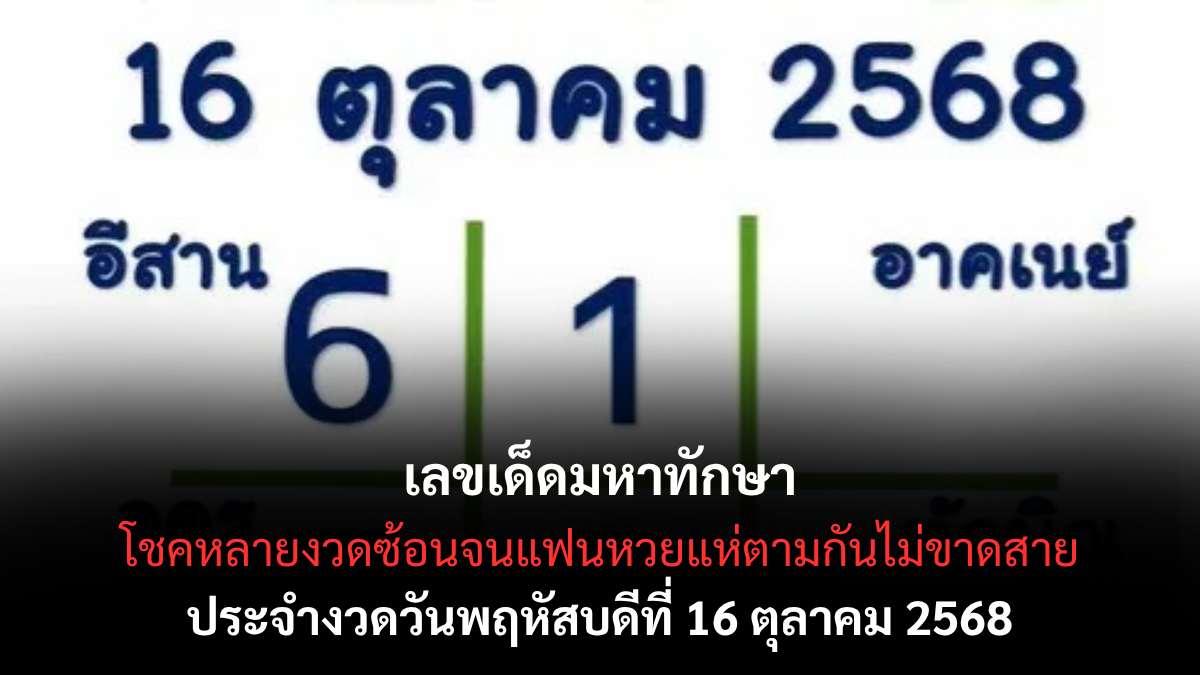 เลขเด็ดมหาทักษา 16/10/68 ตารางดวงดาวเปิดทางรวย