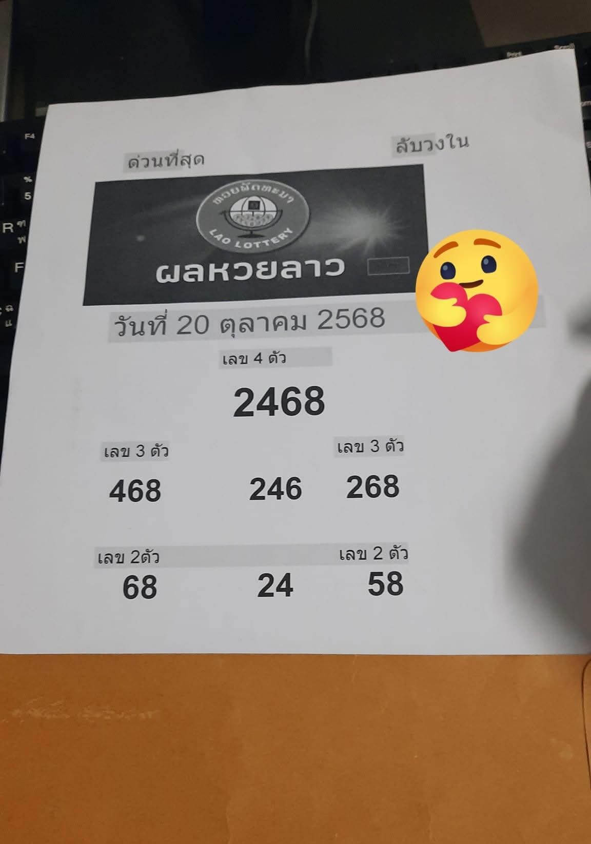 หวยลาว 20-10-68 ชุด2