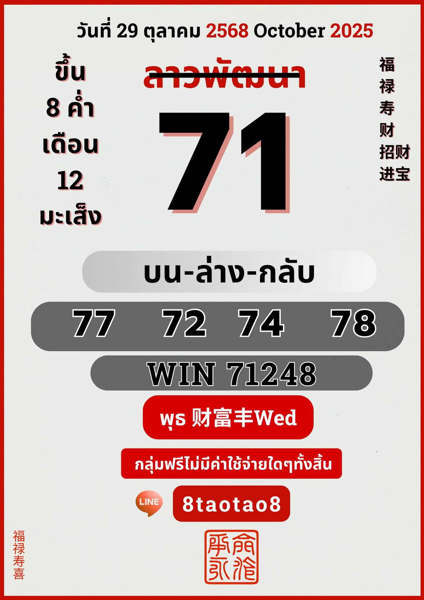 หวยลาว 29-10-68 ชุด2