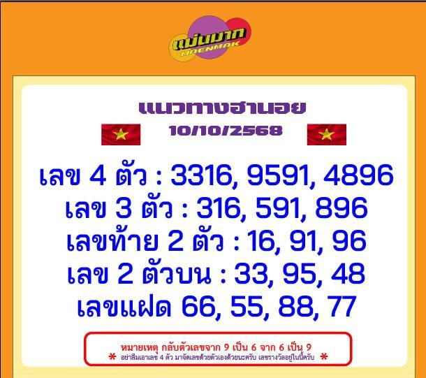 หวยฮานอย 10-10-68 ชุด9