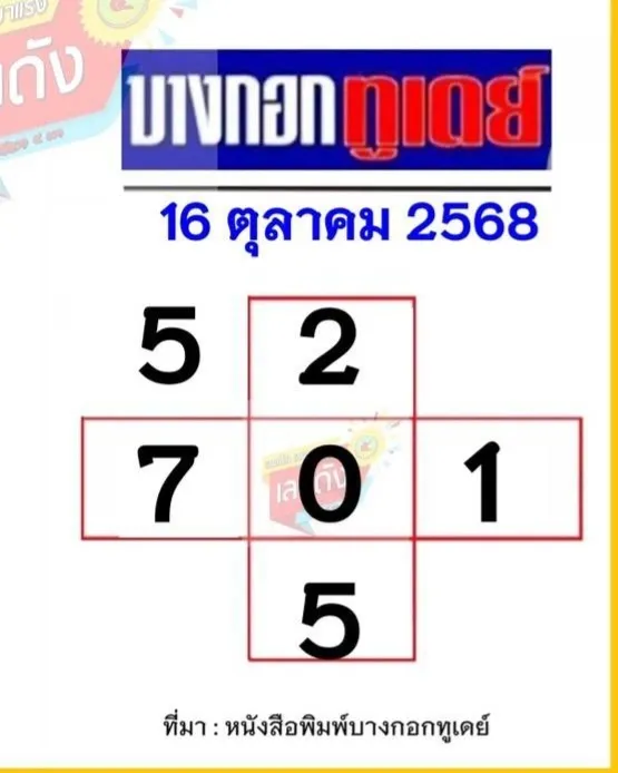 เลขเด็ดบางกอกทูเดย์ 16/10/68 สำนักข่าวดัง วิเคราะห์แม่นยำ เสริมดวงลุ้นรวย!