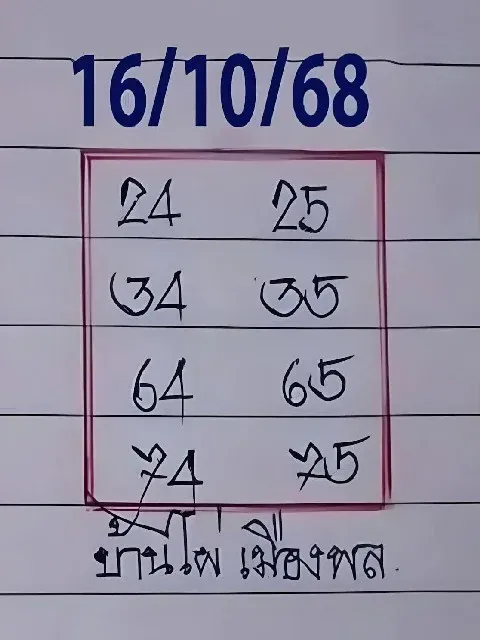เลขเด็ดบ้านไผ่เมืองพล 16/10/68