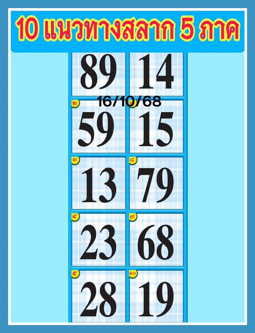 เลขเด็ดสลาก 5 ภาค 16/10/68 แนวทางรวมพลังแห่งโชคลาภ