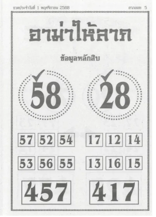 เลขเด็ดอาม่าให้ลาภ 1/11/68