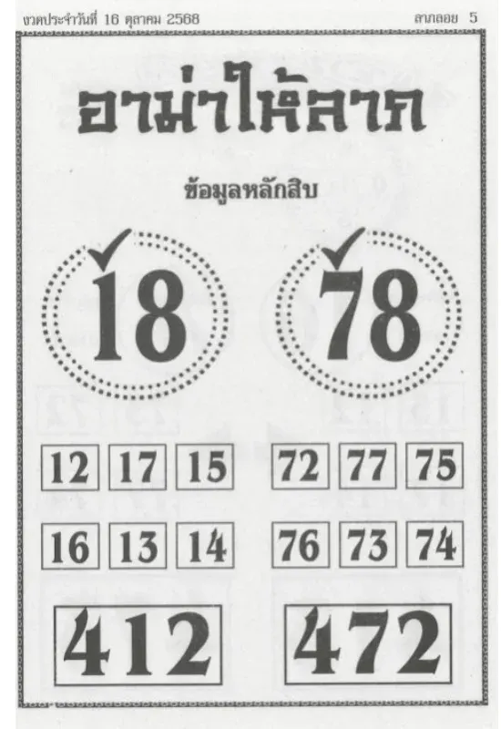 เลขเด็ดอาม่าให้ลาภ 16/10/68 เลขศักดิ์สิทธิ์ที่ไม่ควรมองข้าม