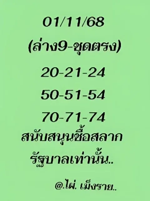 เลขเด็ดไผ่เม็งราย งวด 1 พฤศจิกายน 2568 สำนักเหนือมาแรง เลขแม่นเข้าเป้าต่อเนื่องหลายงวด! เลขเด็ดไผ่เม็งราย 1/11/68