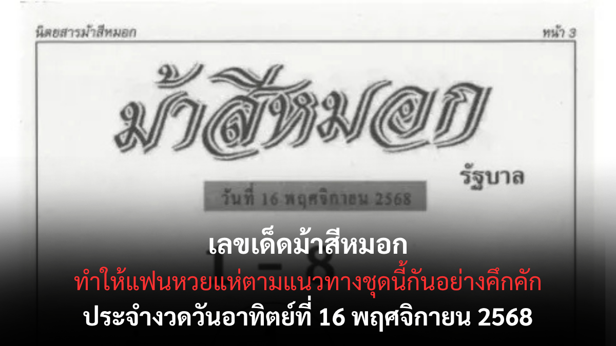 เลขเด็ดม้าสีหมอก 16/11/68
