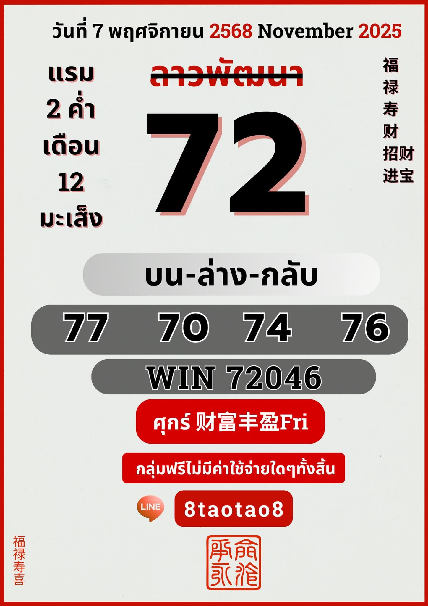 หวยลาว 7-11-68 ชุด6