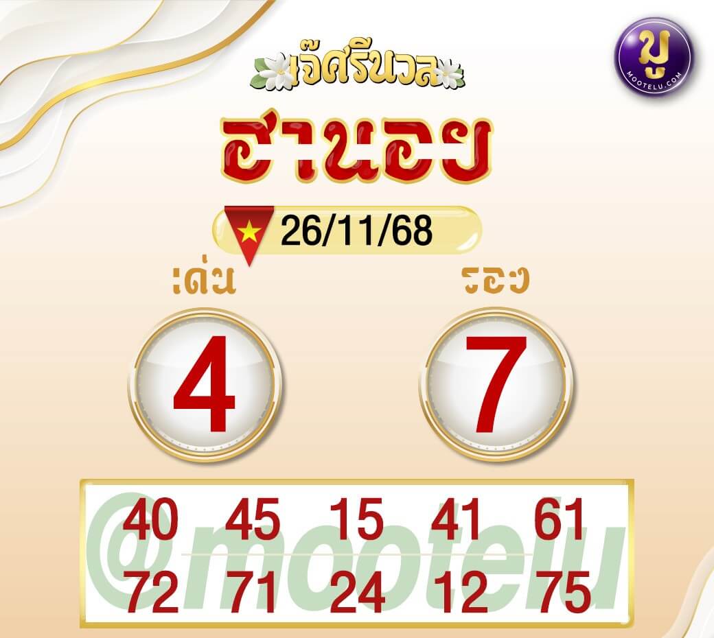 แนวทางหวยฮานอย 26/11/68 แนวทางหวยฮานอยวันนี้ออก งวดวันที่ 26 พฤศจิกายน 2568 หวยฮานอย 26-11-68 ชุด9