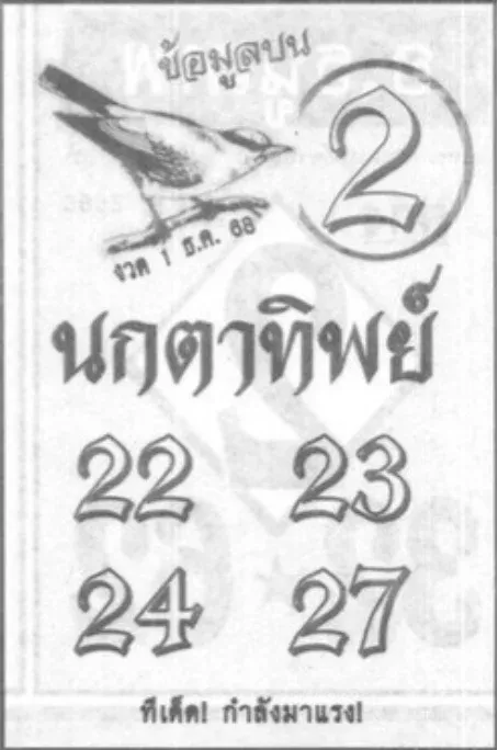 เลขเด็ดนกตาทิพย์ 1/12/68 เปิดแนวทางลางสังหรณ์สุดขลัง งวดต้นเดือนนี้ต้องดู! เลขเด็ดนกตาทิพย์ 1/12/68