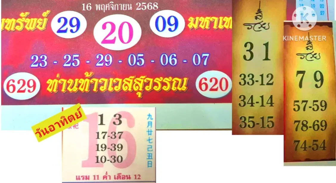เลขเด็ดปฏิทินท้าวเวส 16/11/68