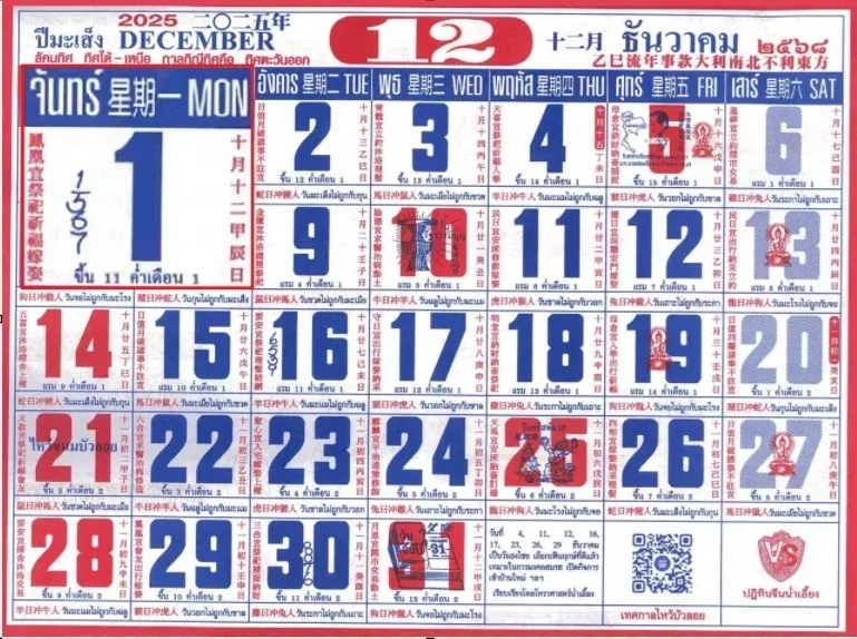 เลขเด็ดหวยปฏิทินจีน 1/12/68 เปิดแนวทางมงคลจากตำนานจีนโบราณ งวดต้นเดือนนี้ต้องดู! เลขเด็ดหวยปฏิทินจีน 1/12/68