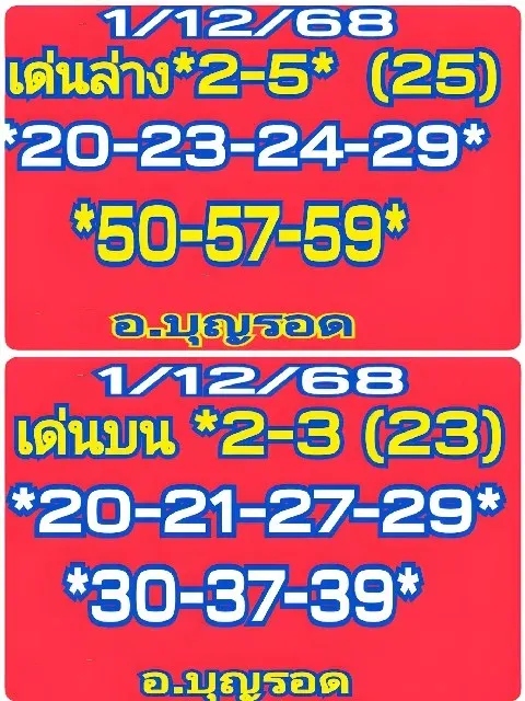 เลขเด็ดอ.บุญรอด 1/12/68