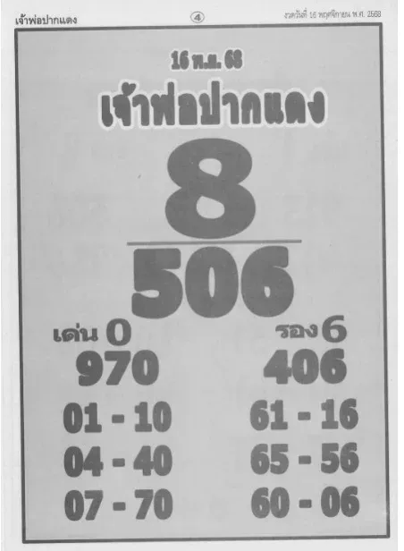 เลขเด็ดเจ้าพ่อปากแดง 16/11/68 เปิดตำนานเลขศักดิ์สิทธิ์ งวดนี้พลังแรงต้องตาม! เลขเด็ดเจ้าพ่อปากแดง 16/11/68