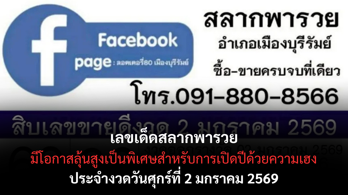 เลขเด็ดสลากพารวย 2/1/69 รวมเลขตลาดตัวแรง เปิดดวงรับทรัพย์งวดแรกของปี! เลขเด็ดสลากพารวย 2/1/69