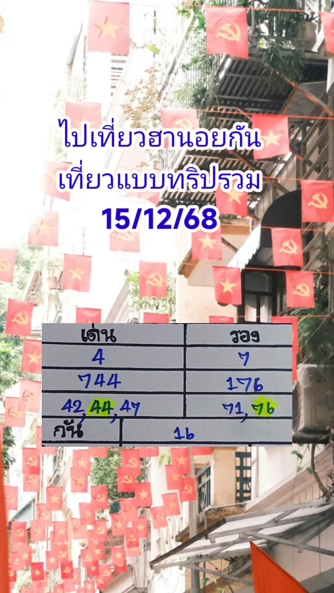 แนวทางหวยฮานอย 15/12/68 แนวทางหวยฮานอยวันนี้ออก งวดวันที่ 15 ธันวาคม 2568 หวยฮานอย 15-12-68 ชุด1