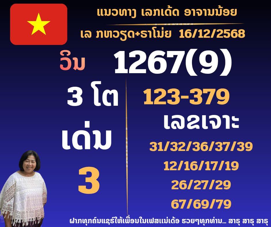 แนวทางหวยฮานอย 16/12/68 แนวทางหวยฮานอยวันนี้ออก งวดวันที่ 16 ธันวาคม 2568 หวยฮานอย 16-12-68 ชุด2