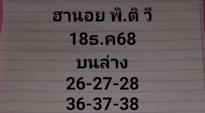 แนวทางหวยฮานอย 18/12/68 แนวทางหวยฮานอยวันนี้ออก งวดวันที่ 18 ธันวาคม 2568 หวยฮานอย 18-12-68 ชุด5