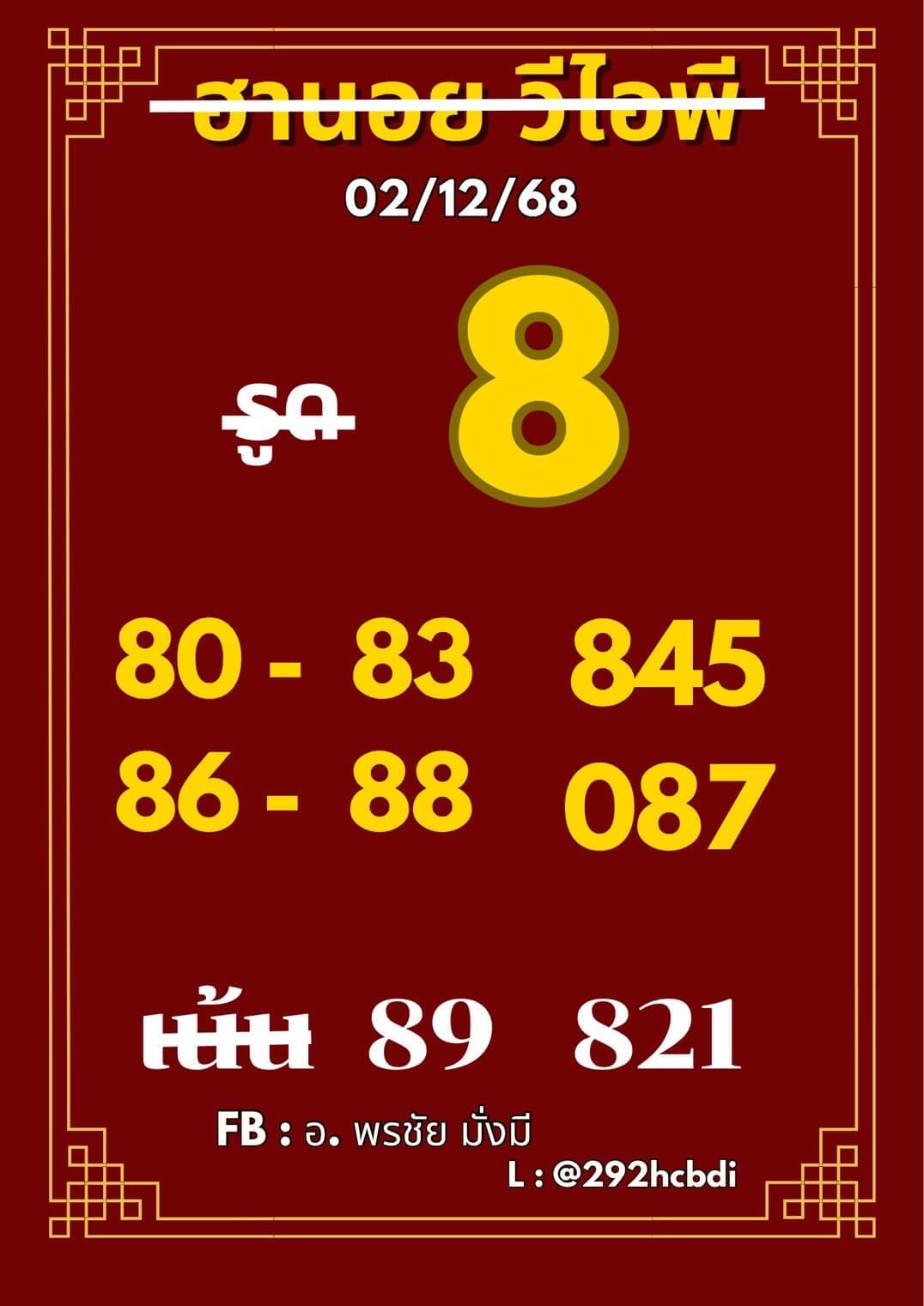 หวยฮานอย 2-12-68 ชุด10