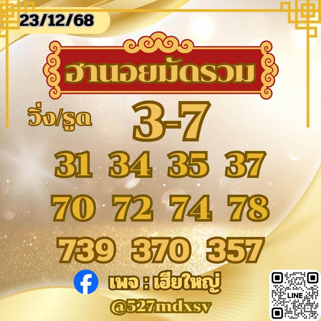 แนวทางหวยฮานอย 23/12/68 แนวทางหวยฮานอยวันนี้ออก งวดวันที่ 23 ธันวาคม 2568 หวยฮานอย 23-12-68 ชุด1