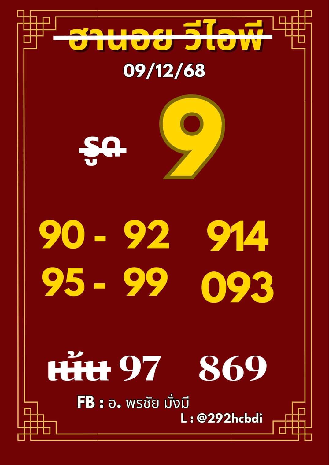 หวยฮานอย 9-12-68 ชุด10