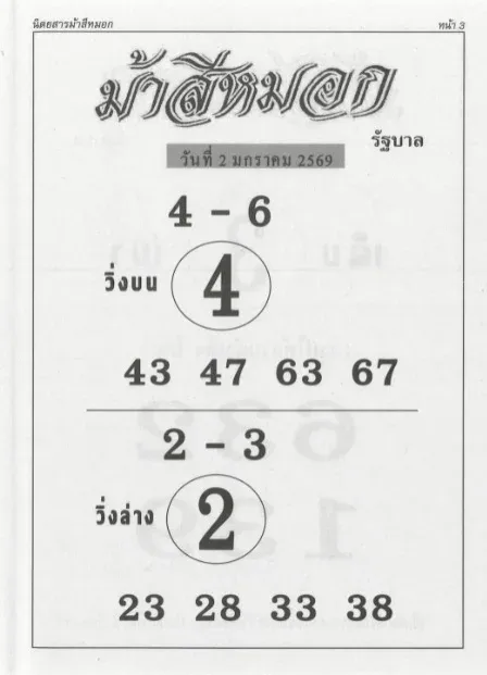 เลขเด็ดม้าสีหมอก 2/1/69 เปิดสัญญาณลี้ลับรับปีใหม่ งวดนี้เงาหมอกชี้ทางโชค! เลขเด็ดม้าสีหมอก 2/1/69