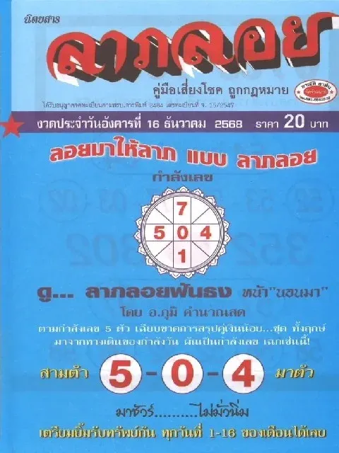 เลขเด็ดลาภลอย 16/12/68 เปิดแนวทางโชคฟลุคมาไว งวดนี้มีลุ้นแบบไม่ทันตั้งตัว! เลขเด็ดลาภลอย 16/12/68