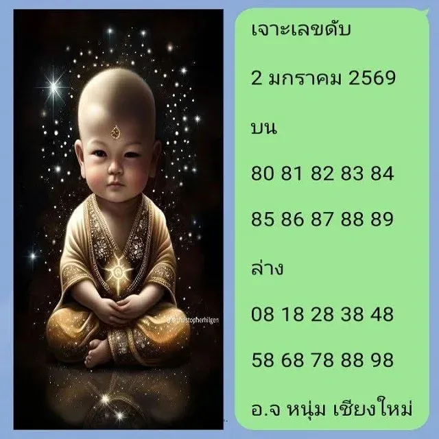 เลขเด็ดหนุ่มเชียงใหม่ 2/1/69 เปิดแนวทางเลขดังเมืองเหนือ งวดแรกของปีลางดีมาแรง! เลขเด็ดหนุ่มเชียงใหม่ 2/1/69