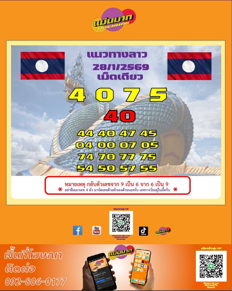 หวยลาว 28-1-69 ชุด7