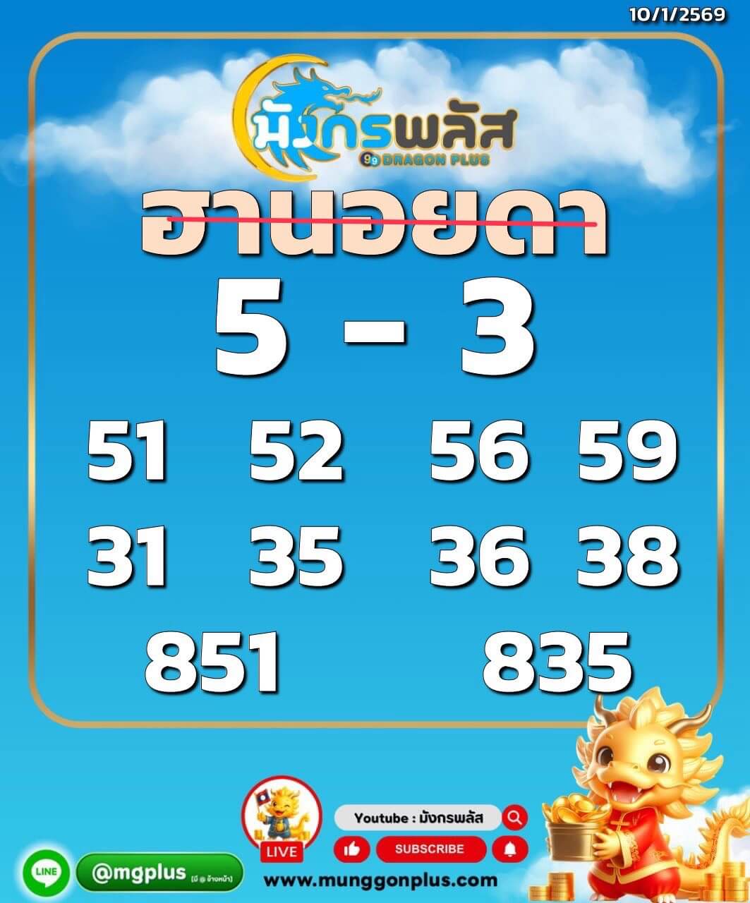 แนวทางหวยฮานอย 10/1/69 แนวทางหวยฮานอยวันนี้ออก งวดวันที่ 10 มกราคม 2568 หวยฮานอย 10-1-69 ชุด7