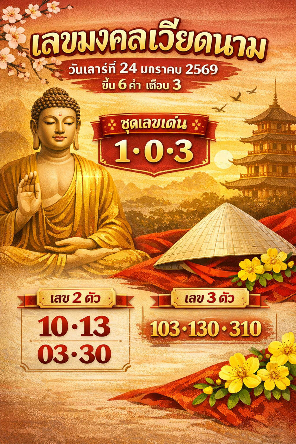 แนวทางหวยฮานอย 24/1/69 แนวทางหวยฮานอยวันนี้ออก งวดวันที่ 24 มกราคม 2568 หวยฮานอย 24-1-69 ชุด10