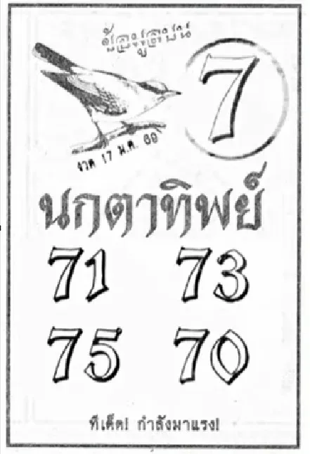 เลขเด็ดนกตาทิพย์ 17 มกราคม 2569 สัญญาณลับเริ่มชัด คอหวยสายเซนส์ห้ามพลาด เลขเด็ดนกตาทิพย์ 17/1/69