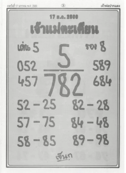 เลขเด็ดเจ้าแม่ตะเคียน 17 มกราคม 2569 เสียงลือแรง สายมูจับตา ลุ้นโชคงวดต้นปี เลขเด็ดเจ้าแม่ตะเคียน 17/1/69