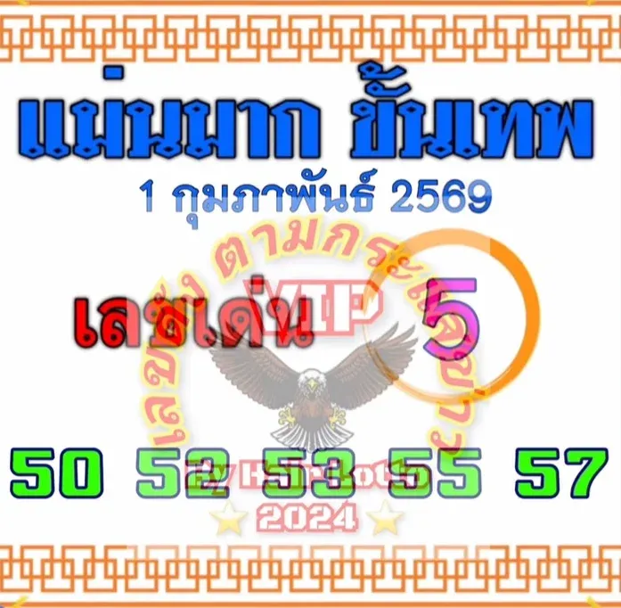 เลขเด็ดแม่นมากขั้นเทพ งวด 1 กุมภาพันธ์ 2569 ฟอร์มแรงเกินต้าน ลุ้นให้สุดต้นเดือนนี้ เลขเด็ดแม่นมากขั้นเทพ 1/2/69