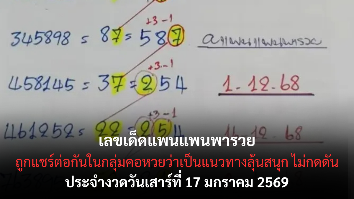 เลขเด็ดแพนแพนพารวย 17 มกราคม 2569 แนวทางสายเฮง กระแสดีมีลุ้นทุกงวด เลขเด็ดแพนแพนพารวย 17/1/69