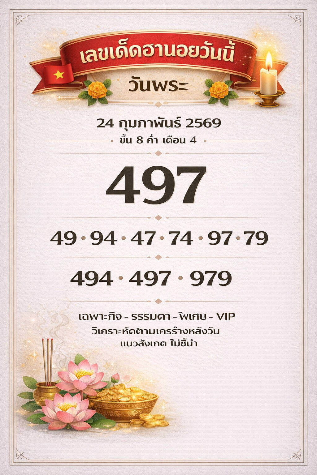 แนวทางหวยฮานอย 24/2/69 แนวทางหวยฮานอยวันนี้ออก งวดวันที่ 24 กุมภาพันธ์ 2569 หวยฮานอย 24-2-69 ชุด10
