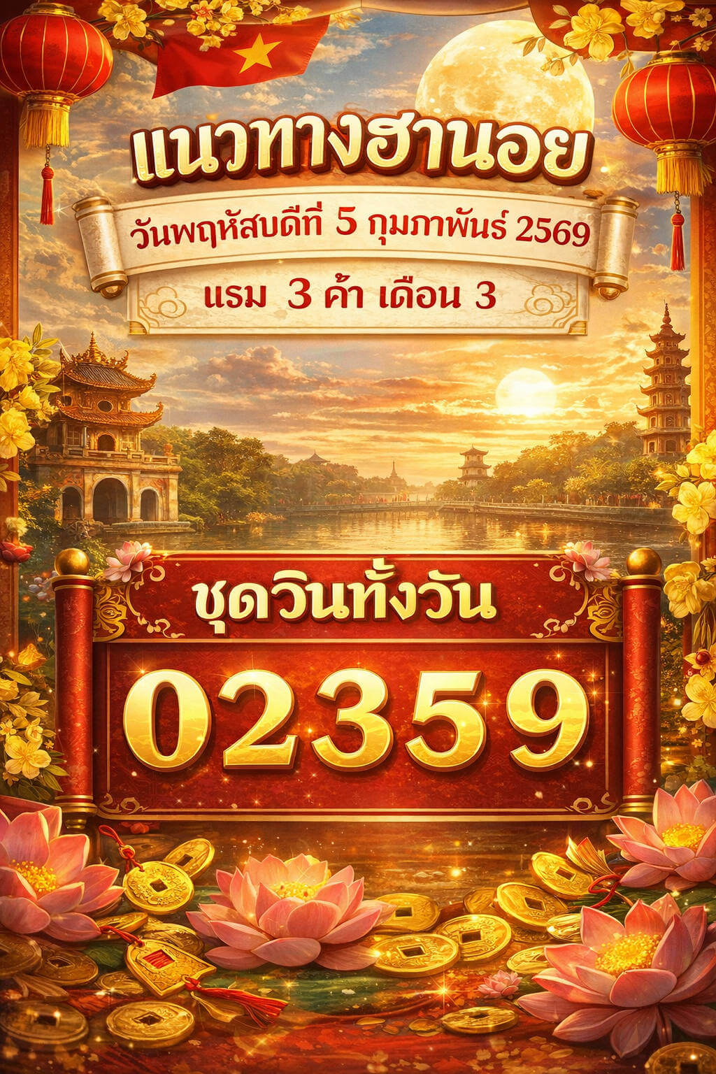 แนวทางหวยฮานอย 5/2/69 แนวทางหวยฮานอยวันนี้ออก งวดวันที่ 5 กุมภาพันธ์ 2569 หวยฮานอย 5-2-69 ชุด6