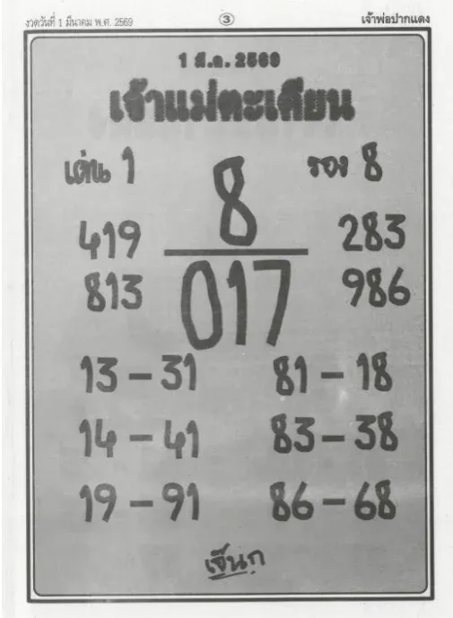 เลขเด็ดเจ้าแม่ตะเคียน งวด 1 มีนาคม 2569 สัญญาณลี้ลับมาแรง สายศรัทธาห้ามพลาด เลขเด็ดเจ้าแม่ตะเคียน 1/3/69