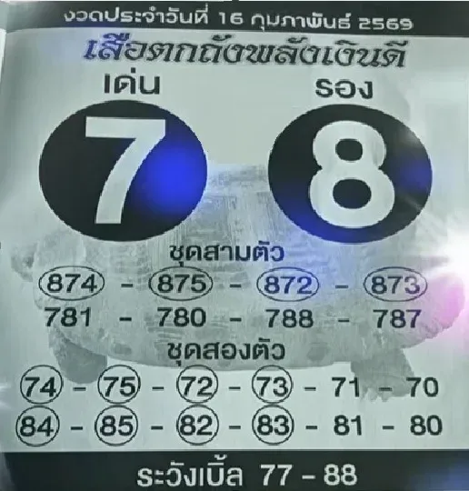 เลขเด็ดพลังเงินดี งวด 16 กุมภาพันธ์ 2569 จังหวะดวงพลิกแรง ลุ้นโชคแบบไม่ทันตั้งตัว เลขเด็ดเสือตกถัง 16/2/69
