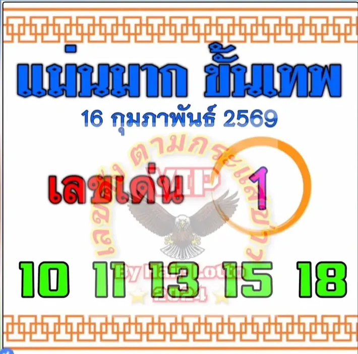 เลขเด็ดแม่นมาก ขั้นเทพ งวด 16 กุมภาพันธ์ 2569 กระแสแรง ความแม่นที่คอหวยพูดถึง เลขเด็ดแม่นมาก ขั้นเทพ 16/2/69