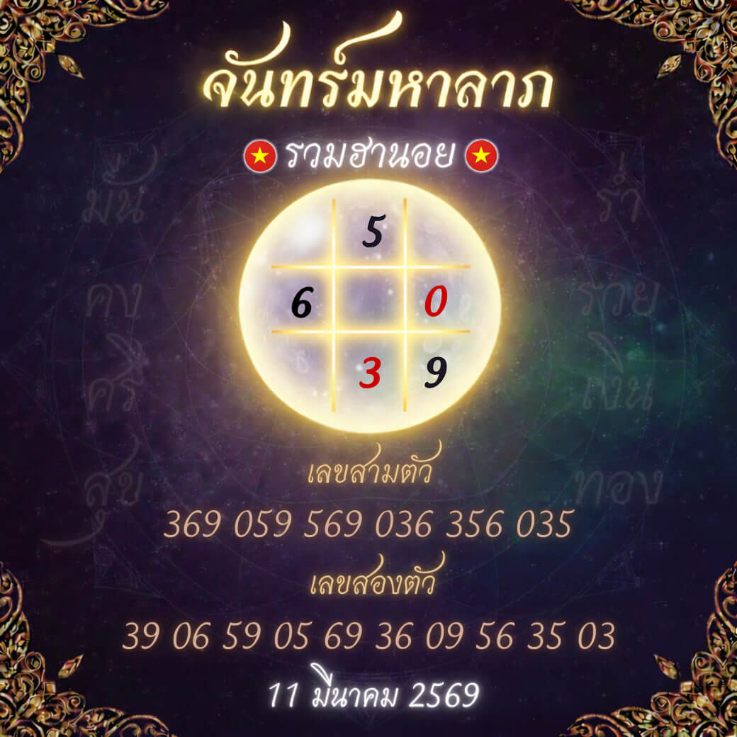แนวทางหวยฮานอย 11/3/69 แนวทางหวยฮานอยวันนี้ออก งวดวันที่ 11 มีนาคม 2569 หวยฮานอย 11-3-69 ชุด1