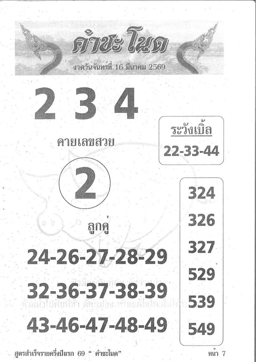 เลขเด็ดคำชะโนด งวด 16 มีนาคม 2569 ส่องนิมิตพญานาคราช เปิดขุมทรัพย์วังนาคินทร์ลุ้นรวยเป็นล้าน! เลขเด็ดคำชะโนด16/3/69