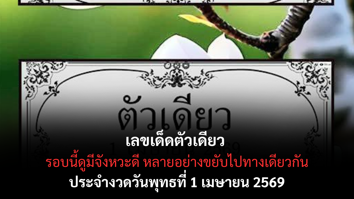 เลขเด็ดตัวเดียว งวด 1 เมษายน 2569 ส่องนิมิตมงคลรับขวัญวันรวย ปลุกพลังโชคลาภให้พุ่งกระฉูด! เลขเด็ดตัวเดียว 1/4/69