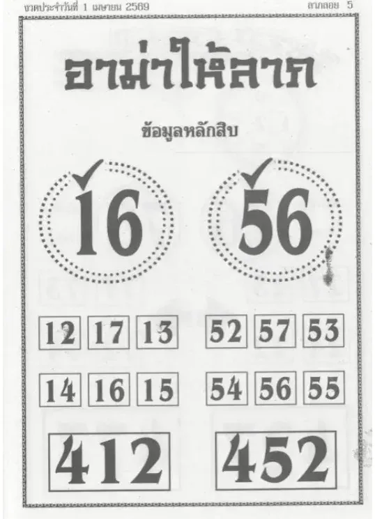 เลขเด็ดอาม่าให้ลาภ งวด 1 เมษายน 2569 กระแสแรงสายเฮง ลุ้นรับโชคต้นเดือน! เลขเด็ดอาม่าให้ลาภ 1/4/69 รวมเลขตัวเด่น สายเฮงต้องรีบเช็ก