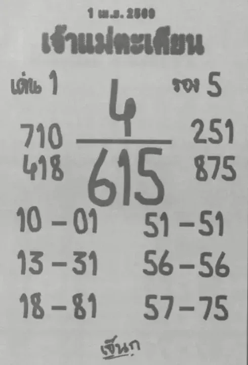 เลขเด็ดเจ้าแม่ตะเคียน งวด 1 เมษายน 2569 เปิดเลขลางมงคล ลุ้นโชคต้นเดือนสายศรัทธา! เลขเด็ดเจ้าแม่ตะเคียน 1/4/69