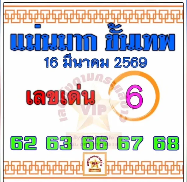 เลขเด็ดแม่นมาก ขั้นเทพ งวด 16 มีนาคม 2569 ตัวเด่นมาแรง โค้งกลางเดือนห้ามพลาด! เลขเด็ดแม่นมาก ขั้นเทพ 16/3/69