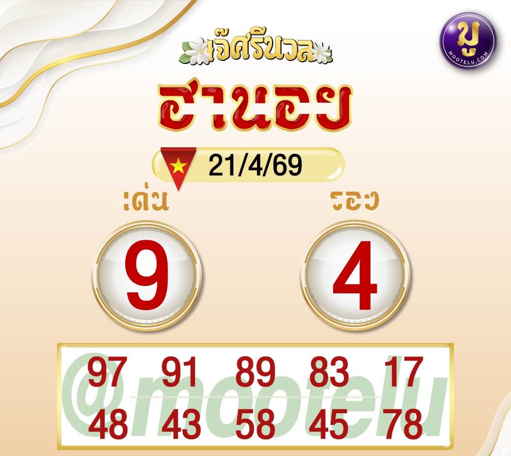 แนวทางหวยฮานอย 21/4/69 แนวทางหวยฮานอยวันนี้ออก งวดวันที่ 21 เมษายน 2569 หวยฮานอย 21-4-69 ชุด3