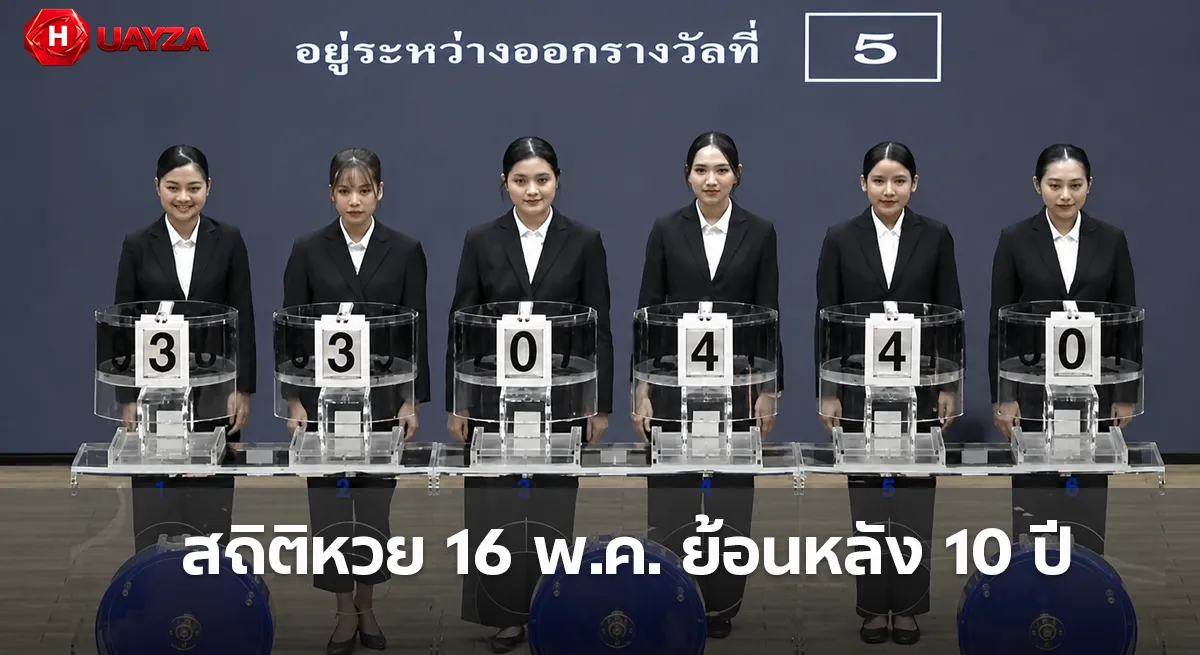 สถิติหวย 16 พ.ค. ย้อนหลัง 10 ปี ส่องเลขซ้ำเด่น 205690 มาแรง คอหวยจับตาก่อนออกรางวัล สถิติหวย 16 พ.ค. ย้อนหลัง 10 ปี